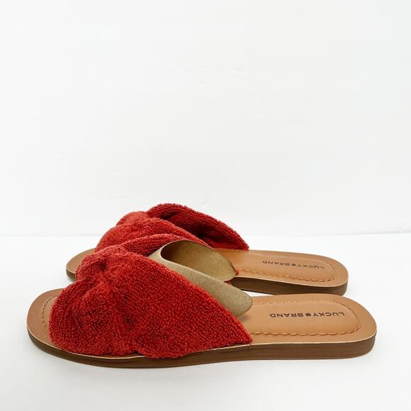 LUCKY BRAND LK-BRITTANI RANCHO RED SEASIDE TERRY WOMEN 8.5 SANDALS NEW - Picture 1 of 9